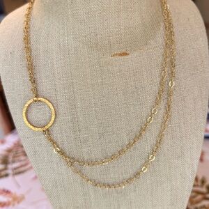 Gold toned Layered Circle Pendant Necklace - Women Jewelry